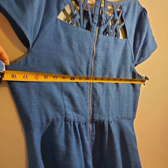 Maeve Anthropologie Fit And Flare Blue Cap Sleeve Dress - Picture 15 of 16